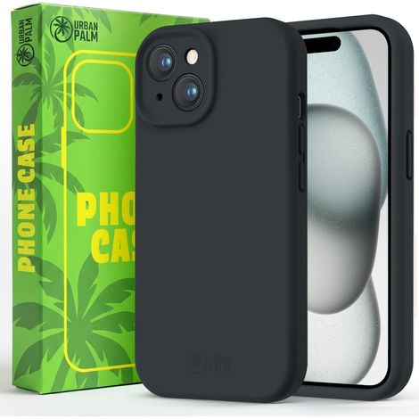 Funda UrbanPalm para iPhone 15, de silicona, compatible con MagSafe, color negro intenso. (1/5)