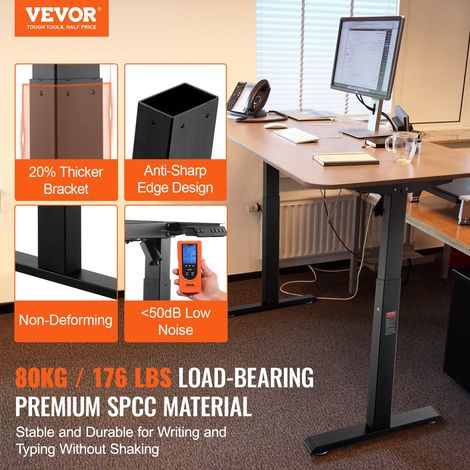 Cadre de bureau debout, hauteur réglable 70-117 cm, pieds de bureau d'ordinateur électrique, longueur 95-158 cm, base de poste de t… (1/5)