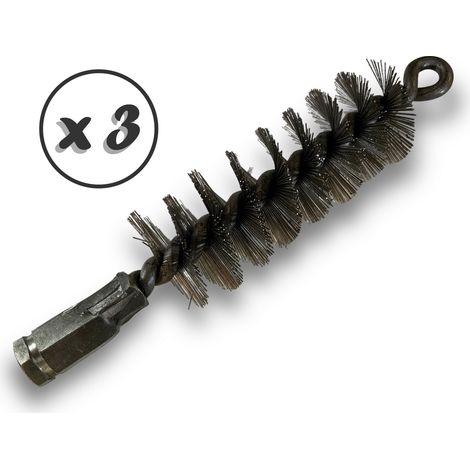 Lot de 3 Brosses à tube PRO INOX Ø 40 mm  Raccord M12175 femelle  Ame en acier torsadé  Nettoyage brossage tube et canalisation  Kibros 41SCI40x3