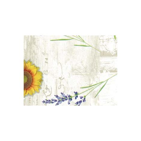 TOVAGLIATO RIVIERA FELPATO PESANTE FONDO BEIGE GIRASOLI E LAVANDA 893- - cm.140h, rotolo da mt.20 - 20 mt