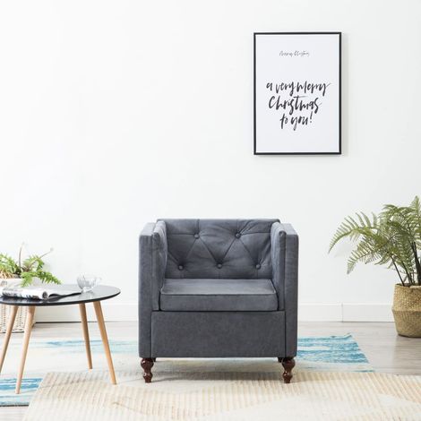 vidaXL Armchair Grey Fabric (1/5)