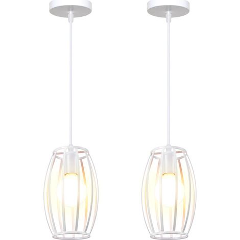 Suspension Industrielle - Cage Métal - E27 - 220-240 V - 60 W Max - Câble Réglable 100 cm - Pour Intérieur - 2 Pièces