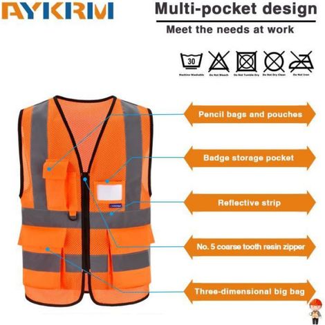 Gilet Fluorescent de Sécurité - Marque - Modèle - Orange - Adulte - Mixte (1/4)