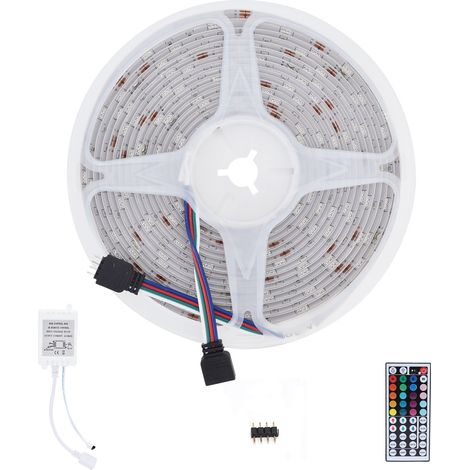 Bande LED RGBW 5050 de 5 m (16,4 pi) avec télécommande 44 touches, 150 LED, prise britannique 100-240 V (1/5)
