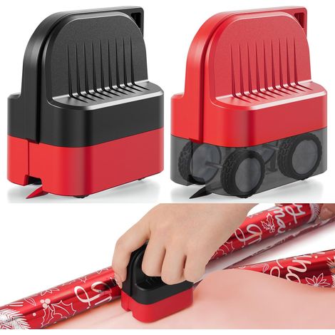 Lot de 2 Coupe-papier Cadeau à Roulettes - Massicot à Ligne Droite pour Noël Anniversaire, Adapté aux Rouleaux de Papier Divers, Inclut 2 Lames Remplaçables (1/5)
