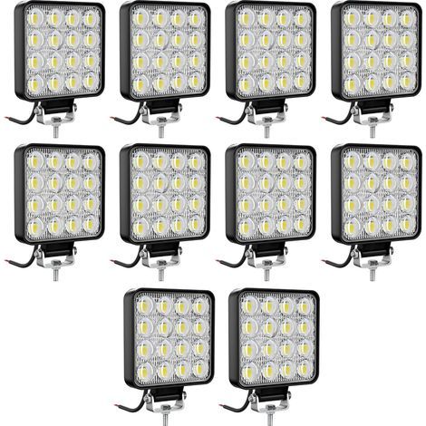Antom 10 pezzi Faro da lavoro a LED, mini proiettore quadrato da 3,3 pollici 72W 12V 24V Lampada a LED per fuoristrada Auto Camion SUV 4x4 Trattore (1/5)