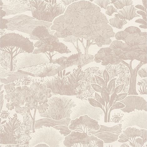 Nature wallpaper wall Profhome 791852 hot embossed non-woven wallpaper slightly textured with forest motif matt white beige grey 5,33 m2 (1/5)