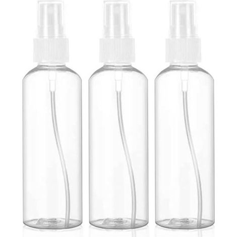 Set di 3 flaconi spray vuoti, flacone spray a nebulizzazione fine da 100 ml, vaporizzatore da viaggio, flacone spray trasparente ricaricabile, adatto per lozioni, shampoo, ecc. (1/5)