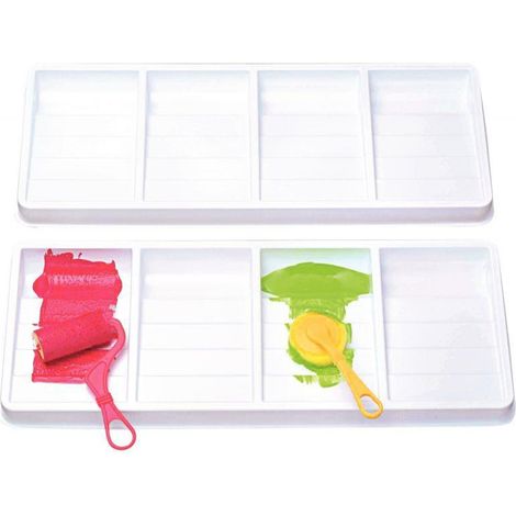 Palette en plastique - SAFETOOL - 54 x 21 cm - 4 compartiments - Adaptée aux rouleaux - Couleur blanche (1/2)