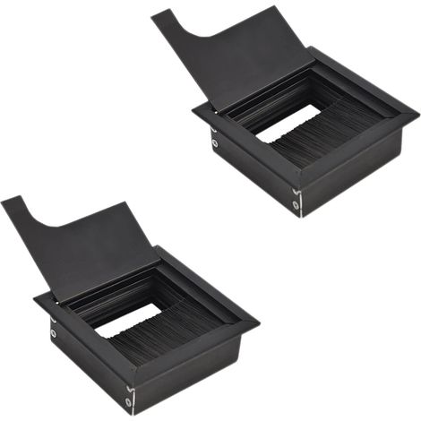 2 Pièces Passe Câbles Encastrable, Passe Câble Carré Encastrable, Trou Couvercle Passe Cable, pour Pupitre, avec Joint Brosse (Noir) (1/5)