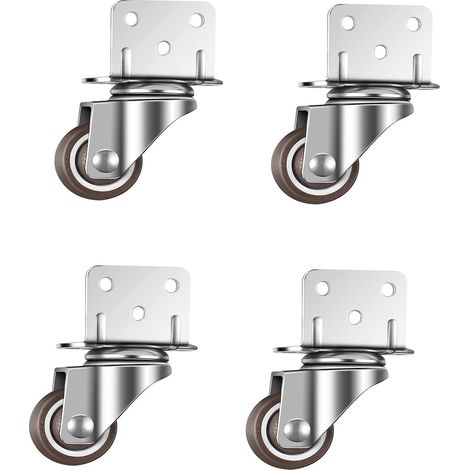 Petites roulettes pivotantes pour meubles sans frein plaque de montage en L convient supports fleurs crèches 4pcs 32mm (1/5)