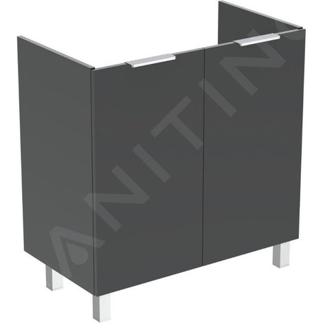 Ideal Standard Eurovit - Meuble-lavabo, 84x80x44 cm, 2 porte, charnières G/D, gris brillant R0262TI (1/3)