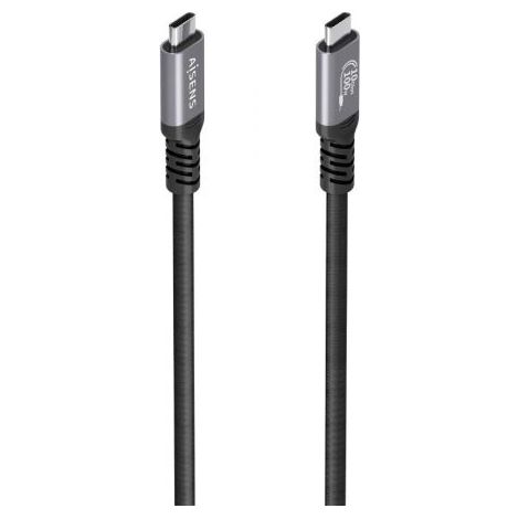 Cable USB 3.2 Tipo-C Aisens A107-0990/ USB Tipo-C Macho - USB Tipo-C Macho/ Hasta 100W/ 10Gbps/ 5m/ Negro