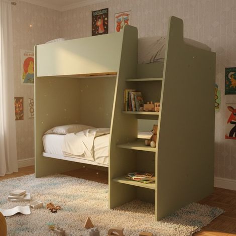 Letto a castello salvaspazio con scaletta frontale - Montaggio facile - Salvia