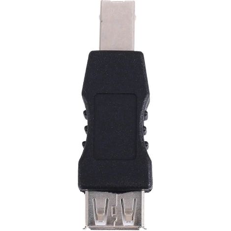 Adaptateur USB pour imprimante, type A femelle - type B mâle, noir et argent. (1/5)
