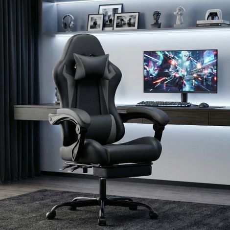 Chaise Gaming ergonomique avec coussin lombaire et appui-tête – Chaise Gamer / Chaise PC réglable en hauteur pour adultes, filles et garçons (1/5)