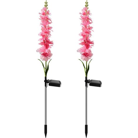 Lámpara solar de jardín [planta] ABS-S-Silk [altura 75 cm] IP65 600 mAh con flores multicolores (paquete de 2) (1/5)
