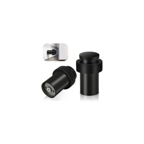 Tope de puerta de suelo negro, tope de puerta de acero inoxidable resistente, tope de puerta moderno, protector de pared, tope de puerta decorativo de goma maciza para zócalos, 65 mm, paquete de 2 - C