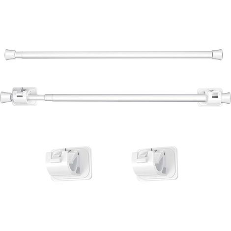 YMYNY Tige de tension réglable Tringle à rideau à ressort extensible avec crochet auto-adhésif pour placard, armoire, étagère, petite fenêtre, blanc, longueur 15,7 à 27,5 pouces (2) (1/5)