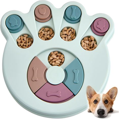 Gioco Educativo per Cani e Gatti Dispenser Crocchette Interattivo Animali Azzurro