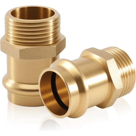 Sollbry Lot de 2 raccords à sertir en cuivre - 22 mm x 3/4" AG - Avec filetage extérieur 3/4" - Pour eau potable et installation de chauffage - Pour tuyau de diamètre extérieur de 22 mm (1/5)