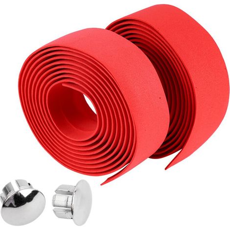 2 pièces de ruban adhésif pour guidon de vélo de route, 2 bouchons de barre (noir + blanc) (1/5)