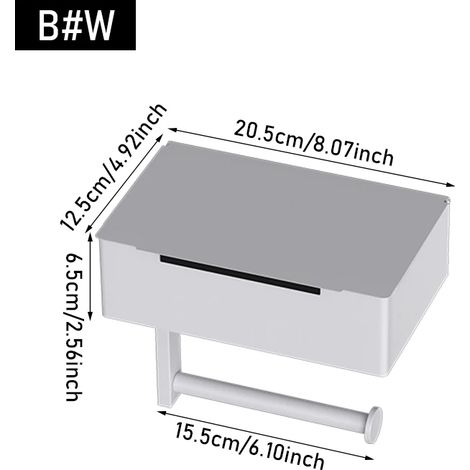 (blanc-B) Boîte porte-papier toilette adhésive 2 en 1 avec étagère et boîte de rangement murale (1/5)
