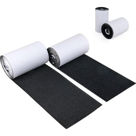 Rubans auto-agrippants Heavy Duty Hook Loop tape with adhesive, Rouleau de fixation à dos adhésif,ruban d'installation pour la maison, le bureau, le bricolage et l'artisanat (Noir 5cm3m)