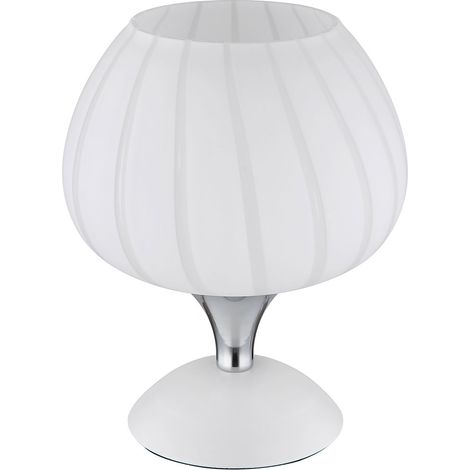 Tischleuchte Beistellleuchte Schlafzimmerlampe Glas gemustert opal verchromt E27