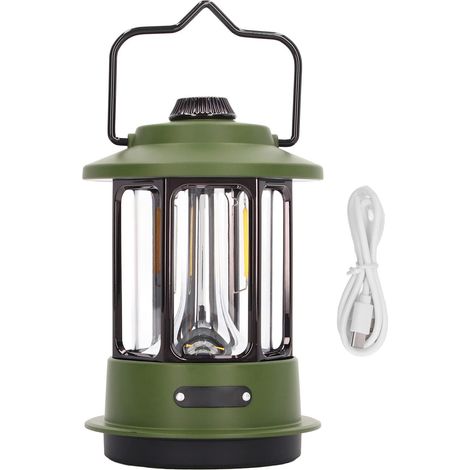 Lanterna da campeggio a LED 5‑170lm Impermeabile, ergonomica, portatile, con manico in metallo, per esterni verdi