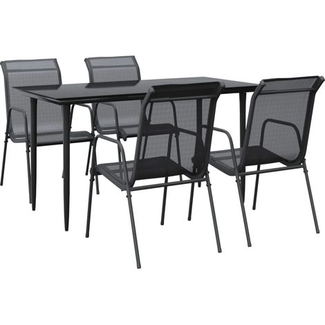 Maison Exclusive - Set da Pranzo da Giardino 5 pz Nero in Acciaio e Textilene