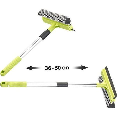 Lave-vitres télescopique 2 en 1 avec éponge et raclette, jusqu\'à 50 cm