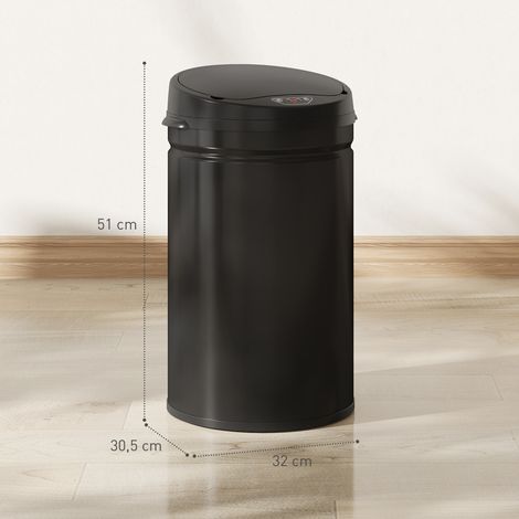 Poubelle de 30 litres à capteur et fermeture amortie, en acier inoxydable sans contact, pour une cuisine hygiénique. (1/5)