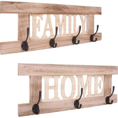 [NON UTILIZZATO] Serie Vintage set 2x appendiabiti guardaroba HHG-987 Family Home naturale