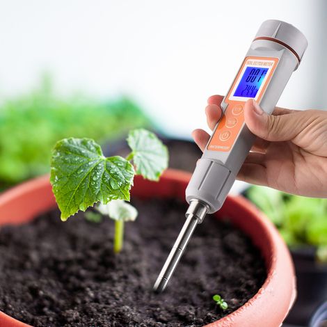 Misuratore di conducibilità elettrica (EC), tensioattivi totali (TDS) e temperatura del terreno 3 in 1, sonda digitale con display retroilluminato, tester di salinità portatile per serre, giardini, az (1/5)