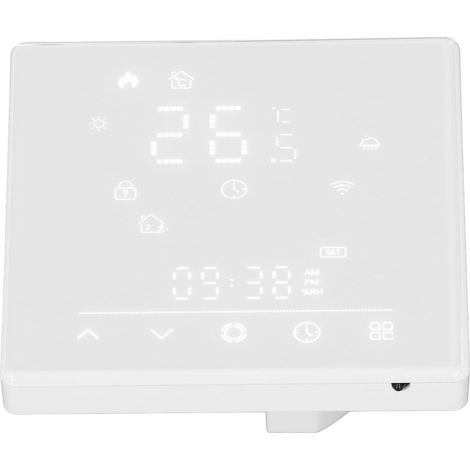 Thermostat connecté chauffage élec interrupteur régulation température maison 16A 95-240V IP20 PC ignifuge WHT-S02-GB (1/5)