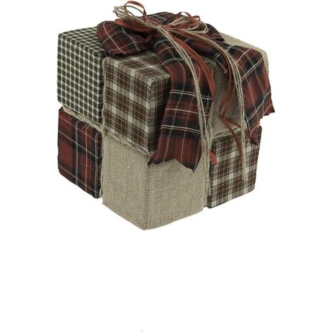 Pacco doni tessuto patchwork 28x28x30 cm
