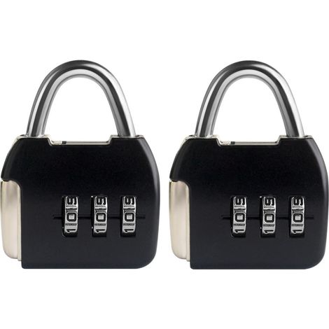 Cadenas à combinaison 3 chiffres pour valise, sac à dos, sac, casier - Noir