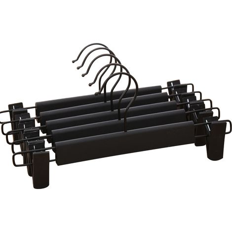 5 cintres pour pantalons/jupes - Noir - Gain de place (1/5)