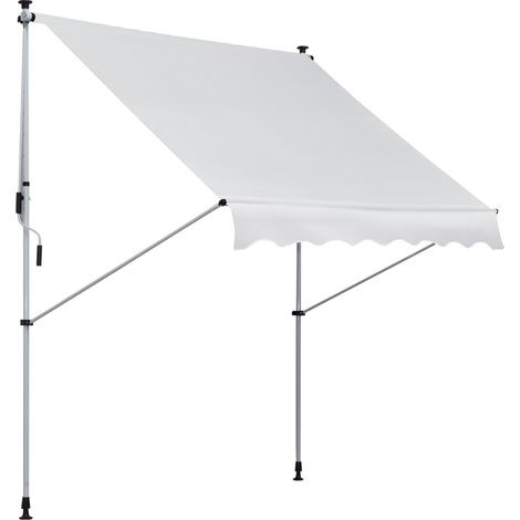 Store solaire enrouleur extérieur 2x1,5m avec manivelle, châssis télescopique et inclinaison réglable, blanc