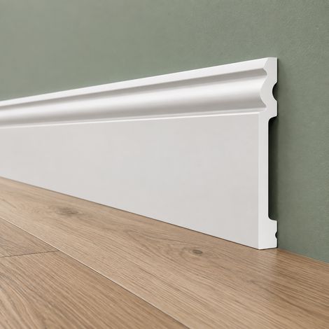 pacco da 100ML di Battiscopa RESISTO in polimeri extracompatti mod. DUCALE Bianco mis. 180x15mm