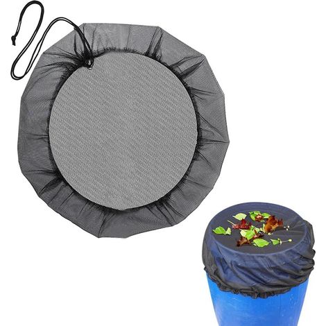 Filet de Protection pour Tonneau de Pluie Réglable 120cm Filet Recuperateur d Eau de Pluie avec Cordon de Serrage Filet de Protection Anti-Moustique pour Extérieur Jardin Seaux Feuilles