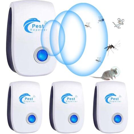 Répulsif Ultrason Anti-Rongeurs Insectes, 4 pcs Ultrason Anti Moustique Ultrason Souris et Rats, Intérieur Répulsif Électronique Insectes pour Souris, Rats Fourmis Araignées (1/5)