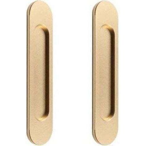GABRIELLE Poignée de porte coulissante auto-adhésive ovale pour porte coulissante 2 pièces en alliage d'aluminium doré mat affleurant poignée sans poinçon pour porte coulissante de grange Windows Ca
