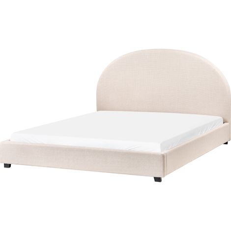 Cama con somier minimalista de bouclé 160 x 200 cm beige claro Vaucluse (1/5)