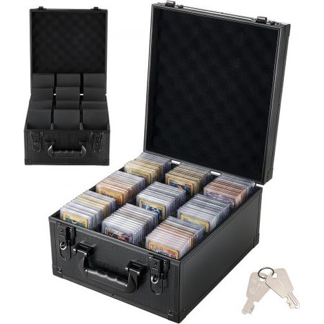 Boîte de Rangement Carte Gradée 150 PSA 3 Rangées Mallette à Serrure,pour Cartes de Sport et Collection,Capacité 100 SGC 80 BGS 500 Toploaders 999+ Cartes en Vrac,avec 2 Clés,12 Séparateurs (1/3)