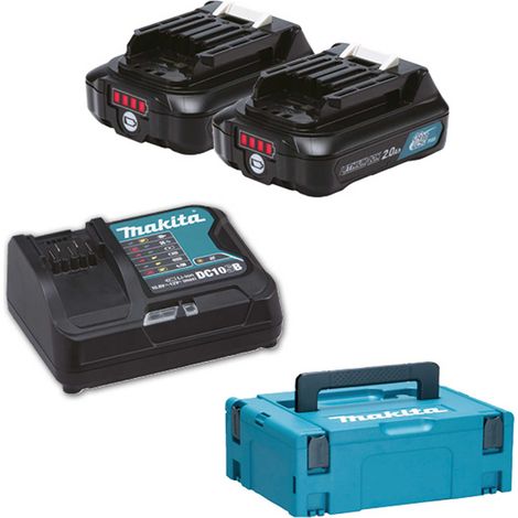 Makita – Pack de 2 batteries 10,8V 2,0Ah – Chargeur rapide DC10SA – Coffret Makpac – 1976585 (1/10)