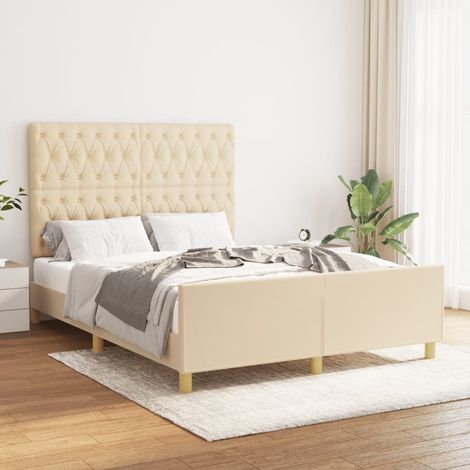 Cadre de lit sans matelas-Structure de lit crème 140x190 cm tissu 226061 (1/5)