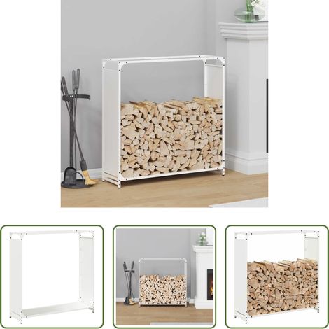 Bois de chauffage - Portant de bois chauffage blanc 90x28x90 cm (1/5)