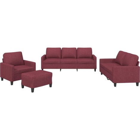 Maison Exclusive - Set di Divani 4 pz con Cuscini Rosso Vino in Tessuto